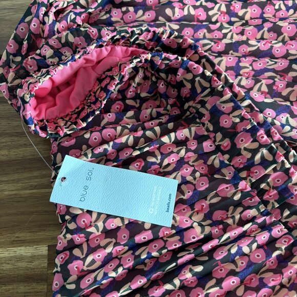 Blue Sol Pleated Midi Skirt Floral Pink Black Womens Size XL Boho Femenine NWT - Picture 7 of 13